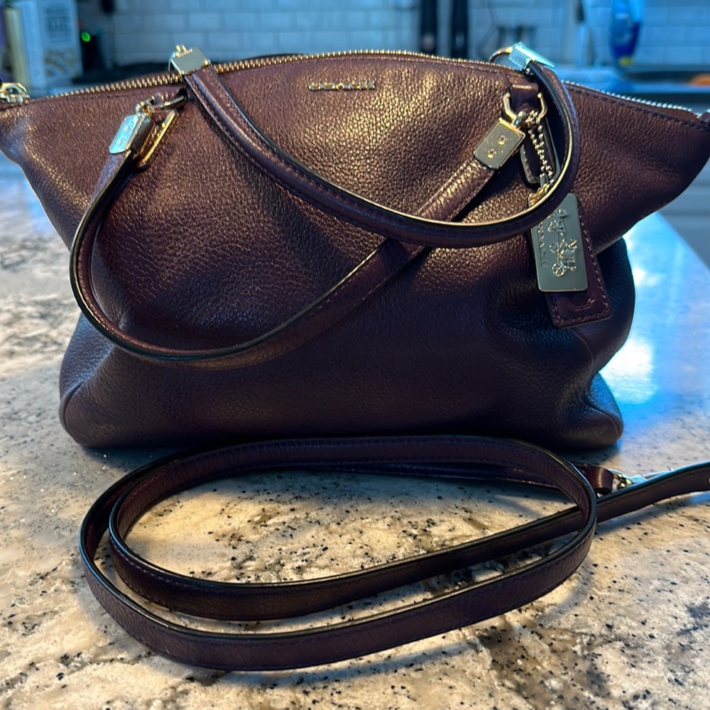 Burgundy Coach Leather Satchel/Crossbody Bag